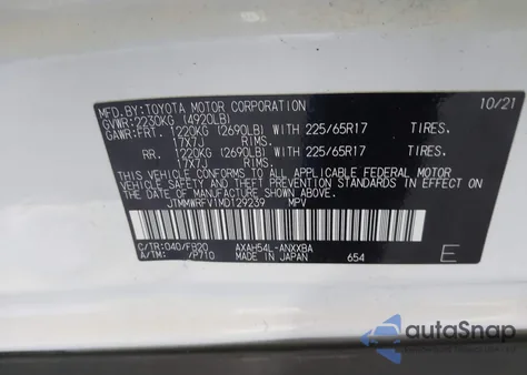 2021 Toyota Rav4 Hybrid Le from USA, damaged, VIN JTMMWRFV1MD129239